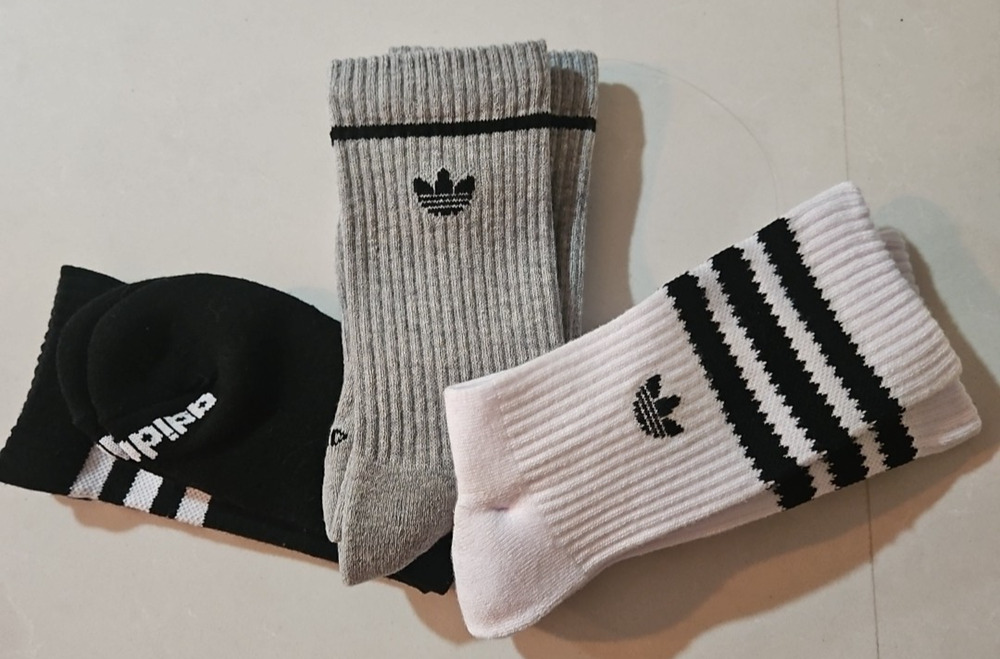 Adidas Solid Crew Sock 3pack White/Black Stripe Medium